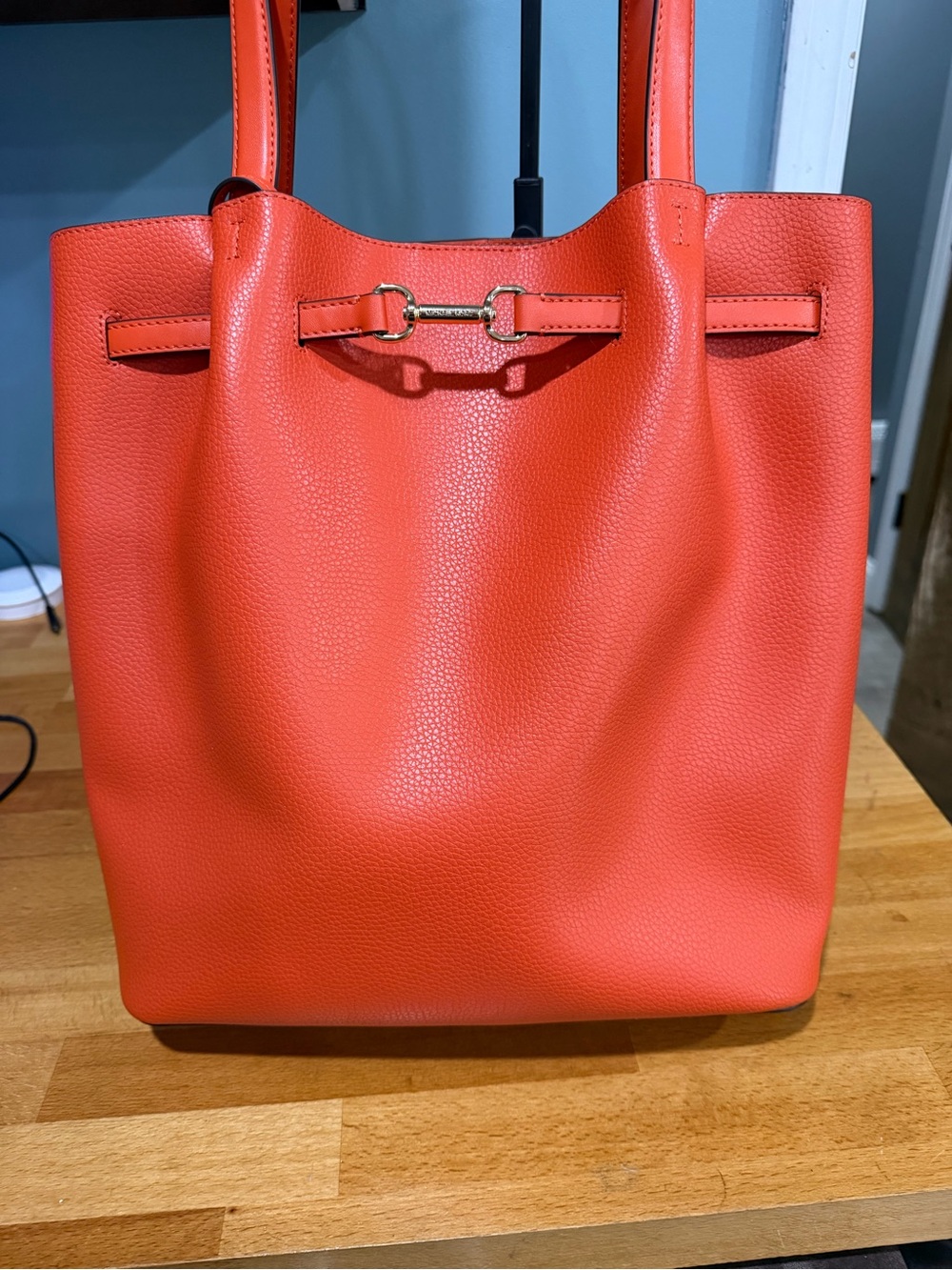 Michael Kors Bright Coral Tote with Gold Accent